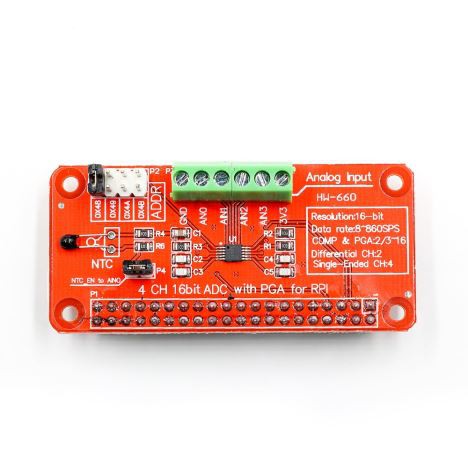 4 CH 16bit ADC Avèk PGA Pou RPI V1.03